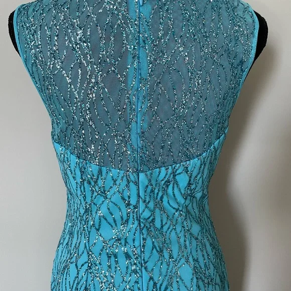 Hot Contact Teal Sparkle Formal Cocktail Dress - Picture 4 of 5
